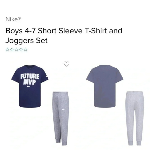 NWT NIKE BOYS 2 PC SET (BLUE) FUTURE MVP S/S T-SHIRT & GRAY JOGGERS SET SIZE 7 - Picture 1 of 3
